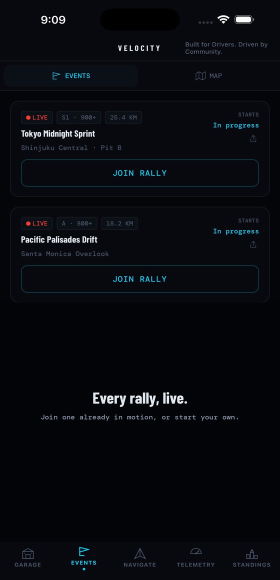 Velocity live rallies list